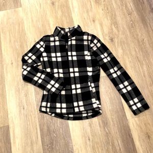 Black and white plaid Merona fleece jacket with pockets